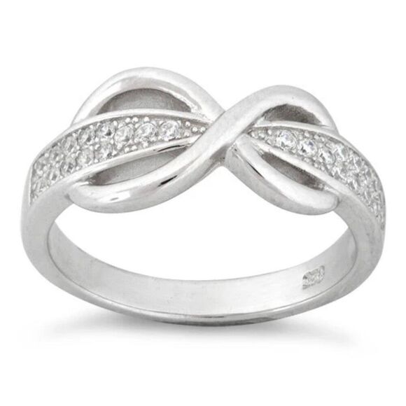 Sterling Silver Infinity Pave CZ Ring New - Picture 2 of 4